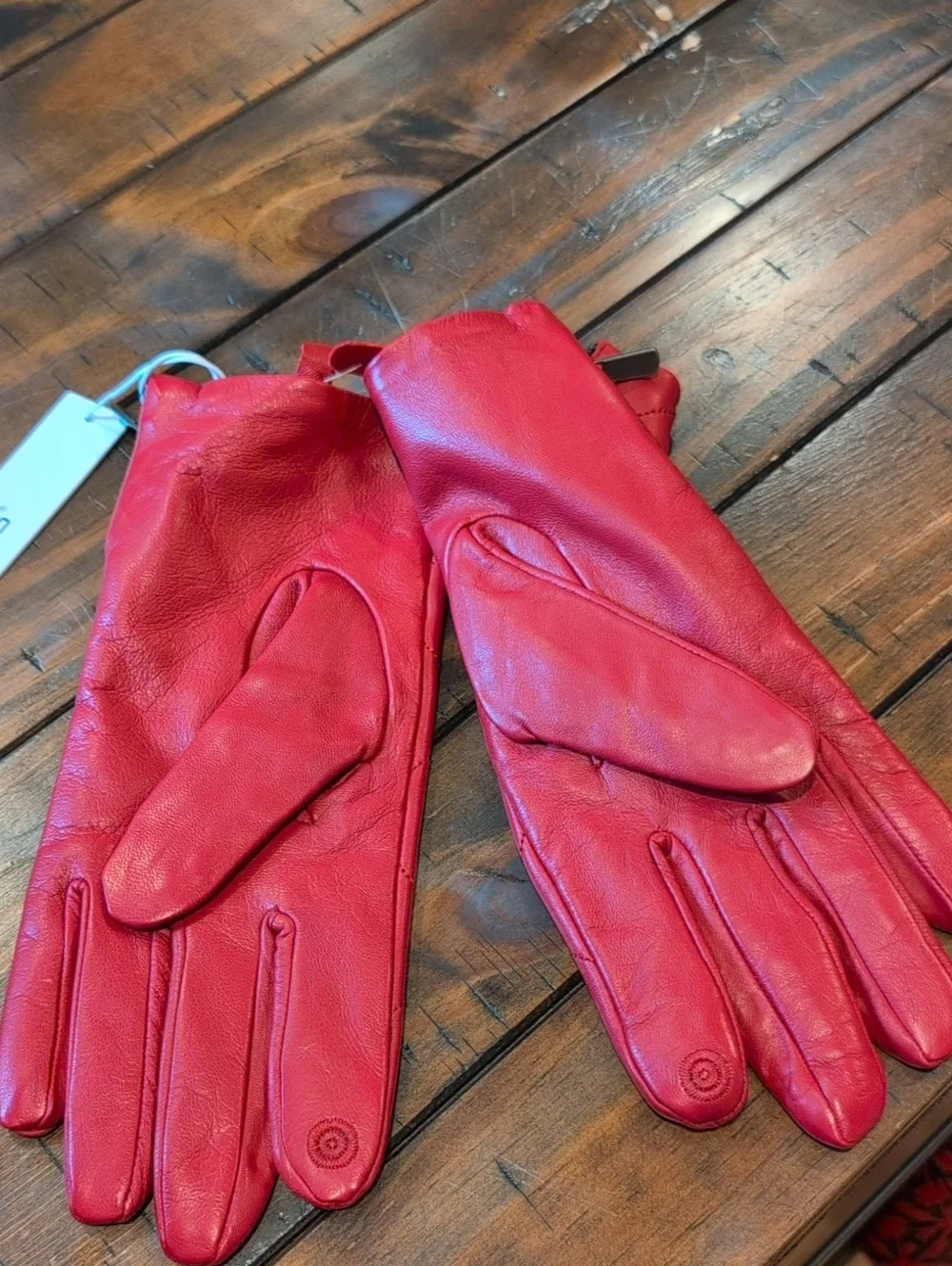 Chicos Box Stitch Leather Gloves NWT